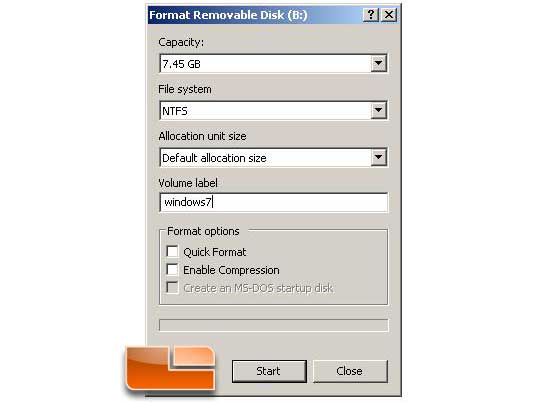 Install Windows 7 from a USB Key XP drive prep step 4