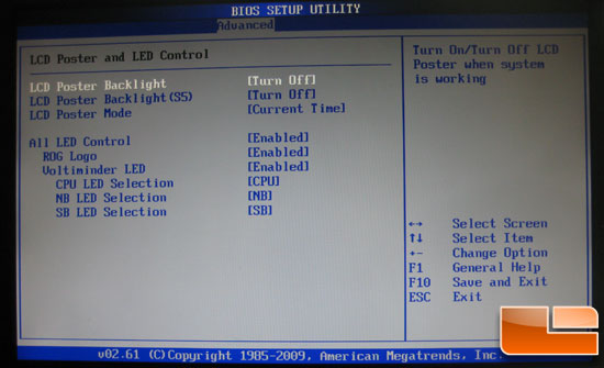 Asus Crosshair III Formula LCD and LED Poster BIOS settings