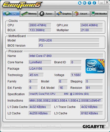 Gigabyte's EasyTune6 on P55