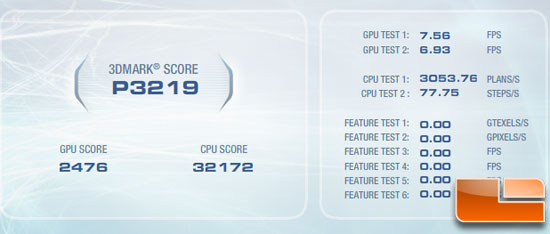 3DMark Vantage Benchmark Results 3DMark Vantage Benchmark Results