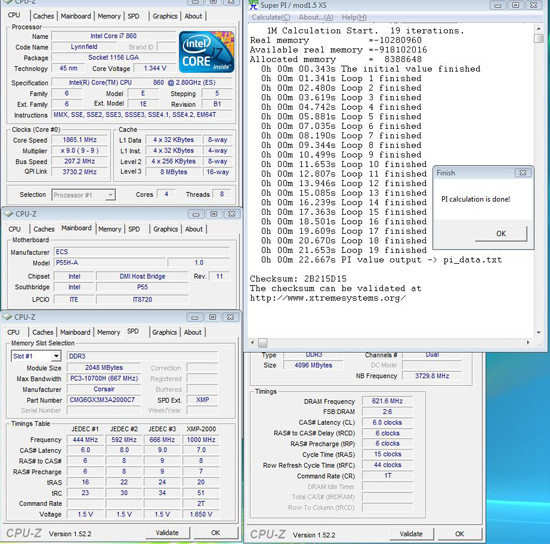 ECS P55H-A Overclocking Baseclock Super Pi 1M