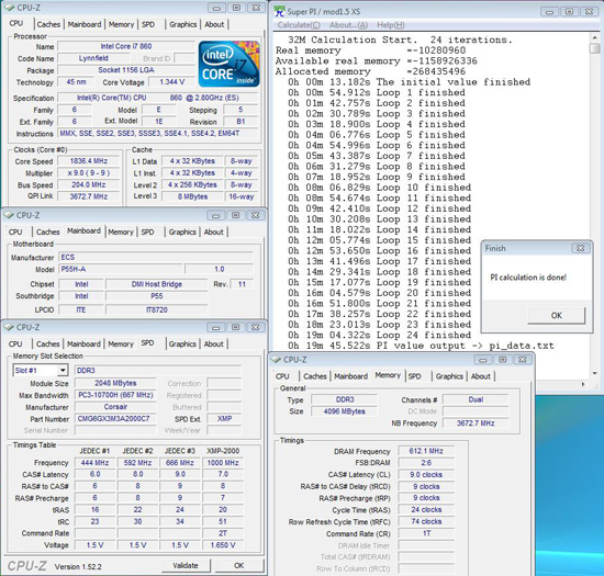 ECS P55H-A Overclocking Baseclock Super Pi 32M
