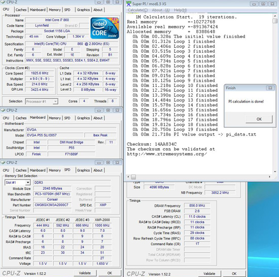 EVGA P55 FTW SLI Overclocking Baseclock Super Pi 1M