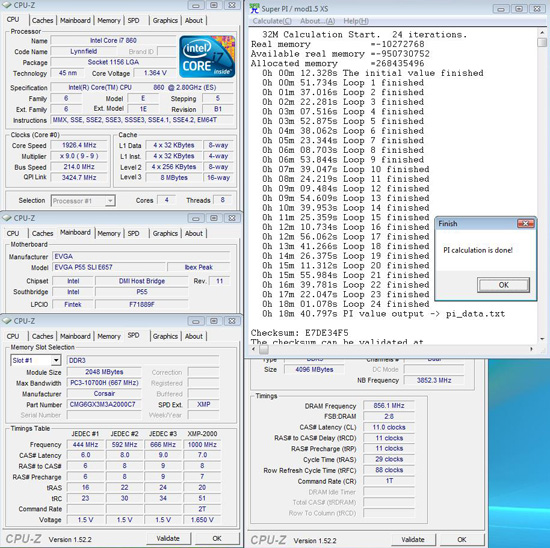 EVGA P55 FTW SLI Overclocking Super Pi 32M