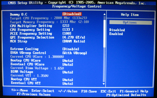 EVGA P55 FTW BIOS Frequency and Voltages EVGA P55 FTW BIOS Frequency and Voltages