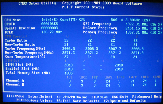 Gigabyte GA-P55A-UD6 BIOS Main Menu Gigabyte GA-P55A-UD6 BIOS Main Menu