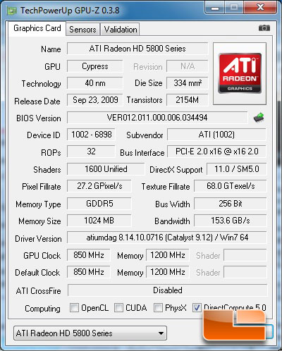 GPUz HIS Radeon HD 5870 Review