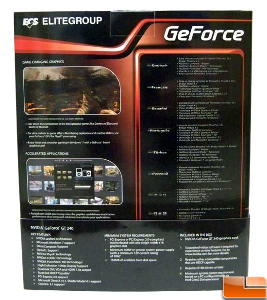 ECS GeForce GT 240 ECS GeForce GT 240 Box