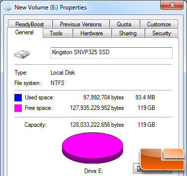 Kingston SSDNow 128GB Actual Capacity