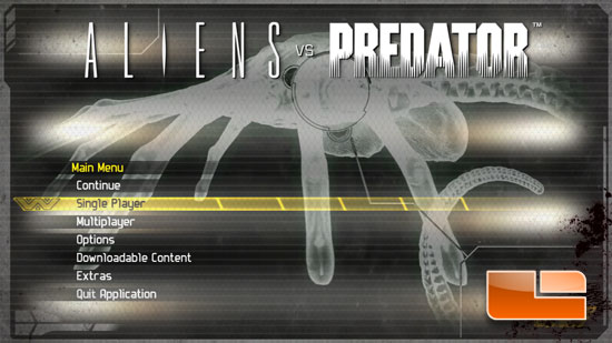 Alien Vs. Predator Main Screen Alien Vs. Predator Main Screen