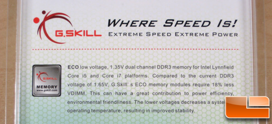 G.Skill DDR3-1600C7 ECO 1.35vdimm Packaging