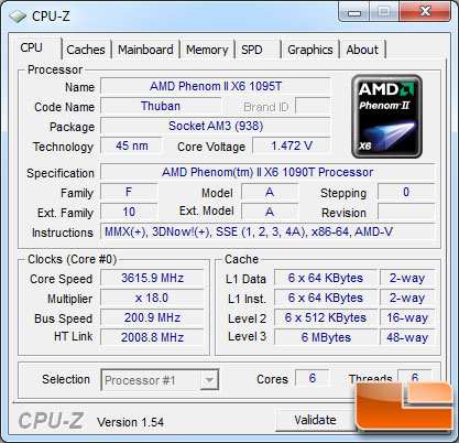 AMD Phenom II X6 1095T Processor Turbo Core