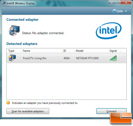 Intel WiDi Connected