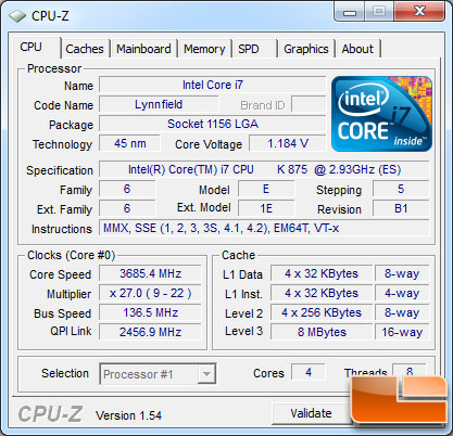 Intel Core i7 875K Lynnfield Processor Light Load
