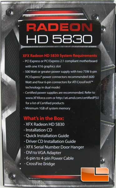 XFX Radeon HD 5830 Retail Packaging XFX Radeon HD 5830 Retail Packaging