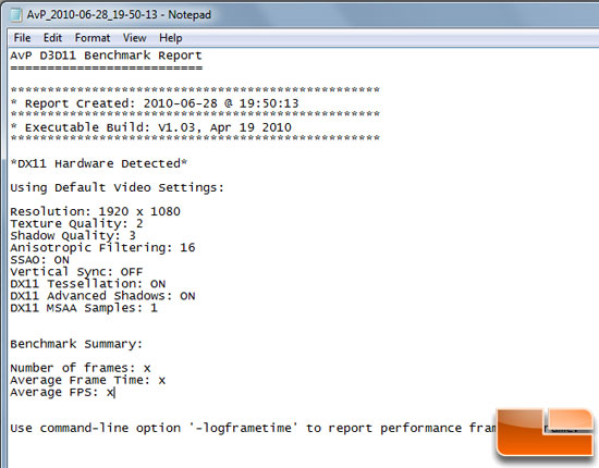 Aliens vs Predator D3D11 Benchmark v1.03 Settings Aliens vs Predator D3D11 Benchmark v1.03 Settings