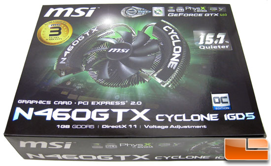 MSI N460GTX Cyclone 1GB GDDR5 OC Video Card Retail Box Front