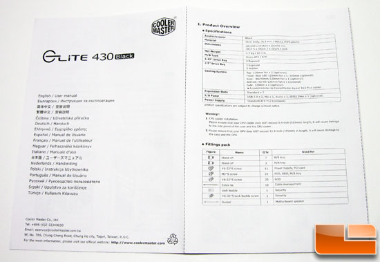Cooler Master Elite 430 Retail Packaged Manual Cooler Master Elite 430 Retail Packaged Manual