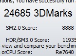 Rampage III Extreme and EVGA GTX 480 3DMark 2006 stock clocks 24685 3DMarks