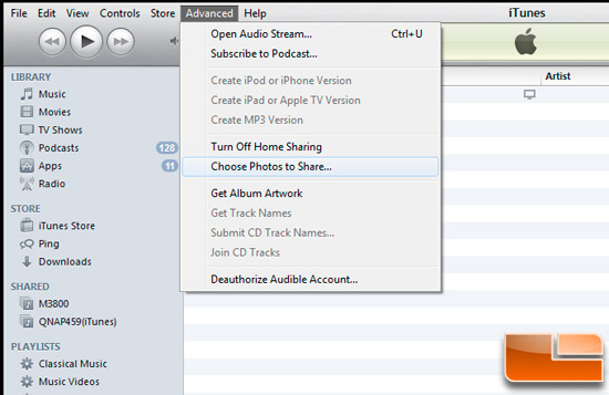 Setting up Apple TV in iTunes