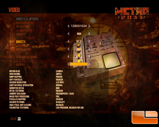 Metro 2033 Benchmark Settings