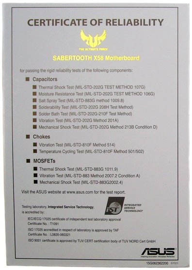ASUS Sabertooth X58 Military Standards