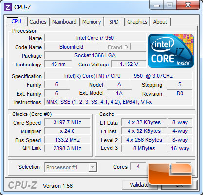 Intel Core I7 950 CPUz