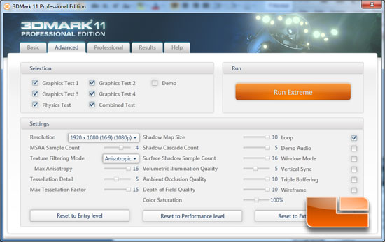 3DMark 11 Settings 