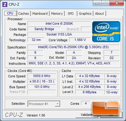 MSI P67A-GD65 Overclocked 2500K CPUz