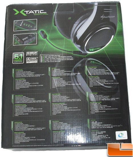 Sharkoon X-Tactic 5.1 Digital Headset Box Back