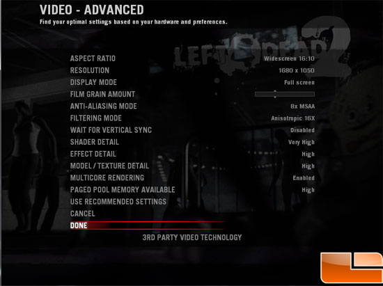 Asus Radeon HD 6870 Video Card Left 4 Dead 2 Settings