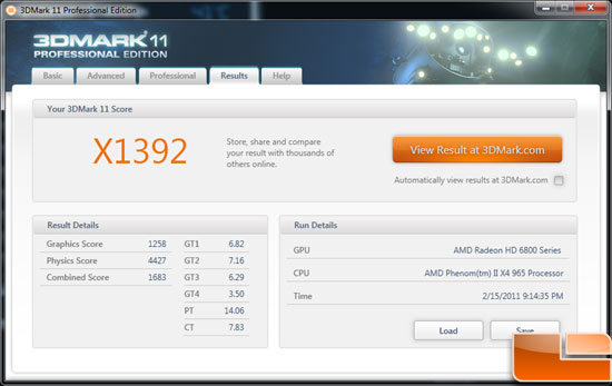 XFX Radeon HD 6850 Video Card 3D Mark 11