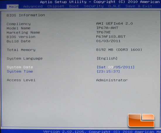 BIOSTAR TP67XE System BIOS