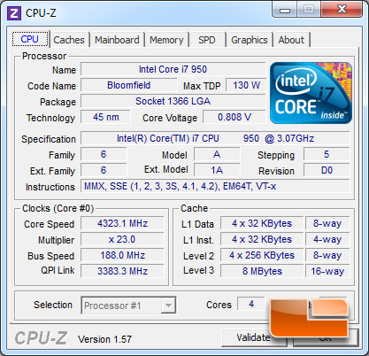 Sapphire Pure Black X58 Overclocked Intel Core i7 950 CPUz