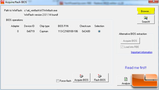 Radeon BIOS Editor - Browse to ATI Winflash