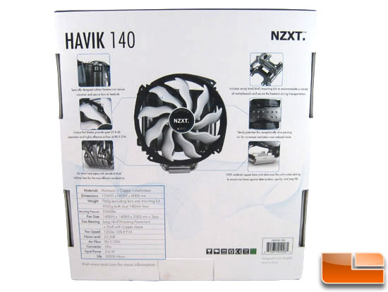 NZXT Havik 140 CPU Cooler box back