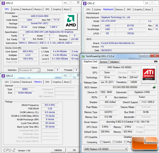 AMD Socket FM1 Test Settings