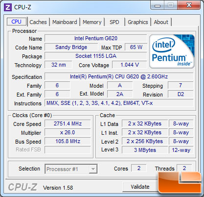 Intel Pentium G620 CPU Overclocked