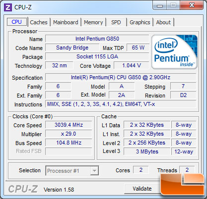 Intel Pentium G850 CPU Overclocked