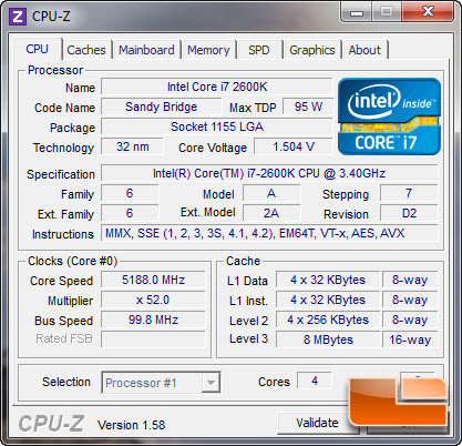 CPUz 5.2 GHz i7 2600k