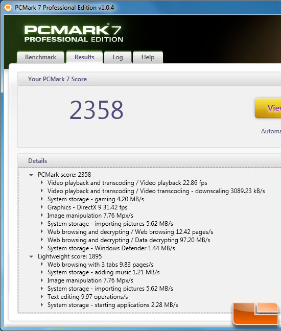 AMD FX-4100 PCMark 7 Benchmark Results
