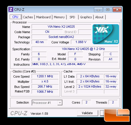VIA NANO CPU-Z
