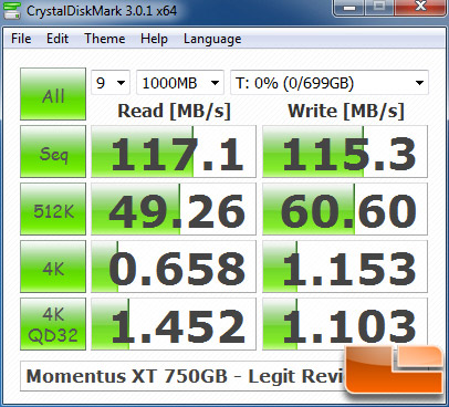 Seagate Momentus XT 750GB CrystalDiskMark
