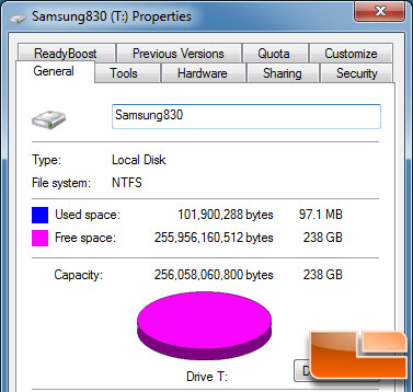 Samsung 830 256GB Properties