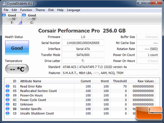 Corsair Performance Pro 256GB CRYSTALDISKMARK INFO