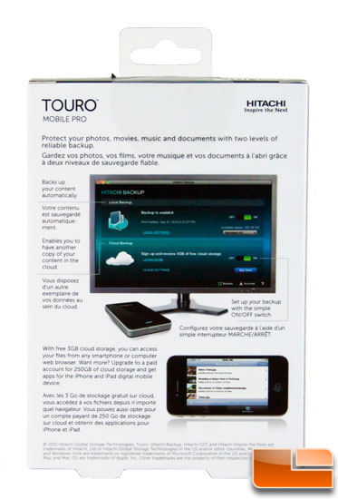 Hitachi Touro Mobile Pro box back