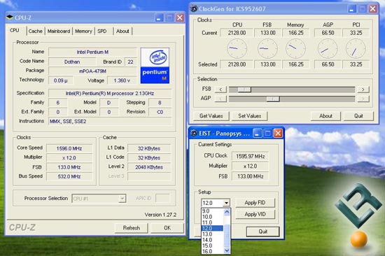 ASUS CT-479 Pentium M adapter thermal temperatures