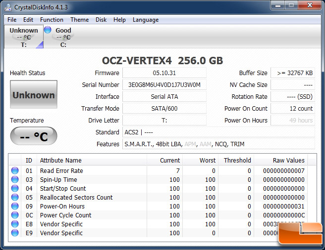 OCZ Vertex 4 256GB CRYSTALDISKINFO