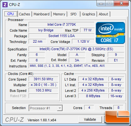 Intel Core i73770K processor CPUZ