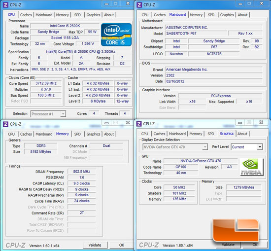 Intel Core i5 2500k Test System Specifications